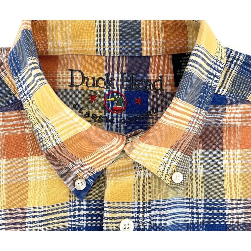 Duck Head Shirt Mens M Long Sleeve Button Up Classic Plaid Oxford
